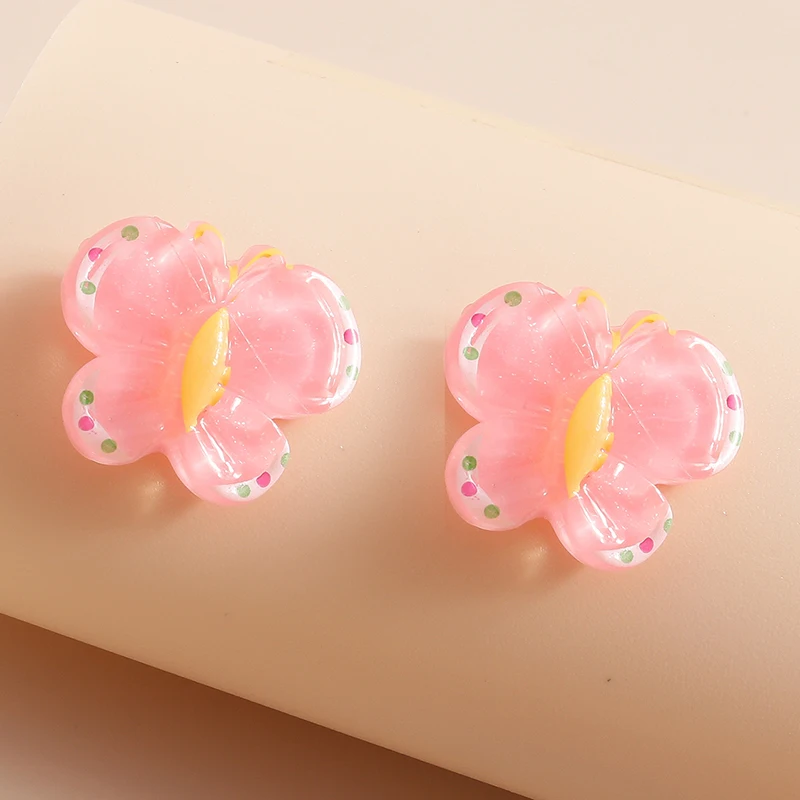 

Simple Girls Pink Fairy Butterfly Stud Earrings For Women Mini Cute Resin Butterflies Earring Party Jewerly Gifts