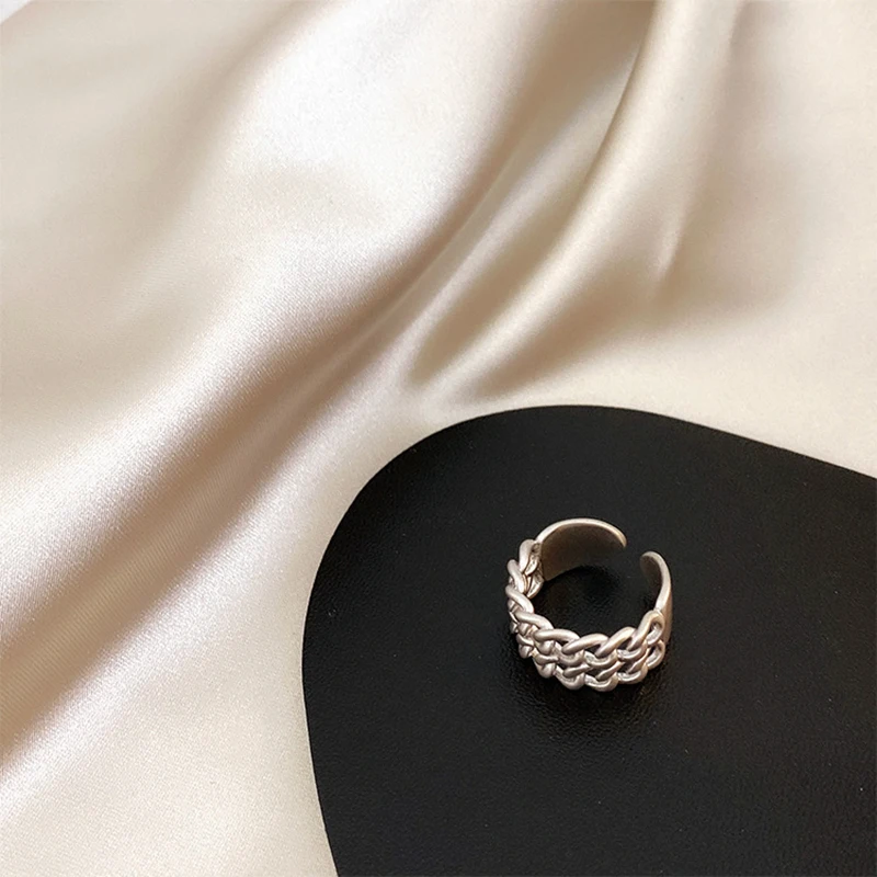 Silver Chain Peri'sBox, 2 вида конструкций, многослойная цепочка, золотые кольца, пустотелая сетка, геометрические кольца для женщин, минималистичные, штабелируемые кольца,, винтажные - Цвет основного камня: Silver Chain