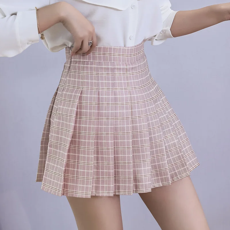 

4 Colors Korea Japanese Girls Pleated Skirts Student School Uniform Hight Waist A-line Plaid Skirt Sexy Jk Uniforms For Woman