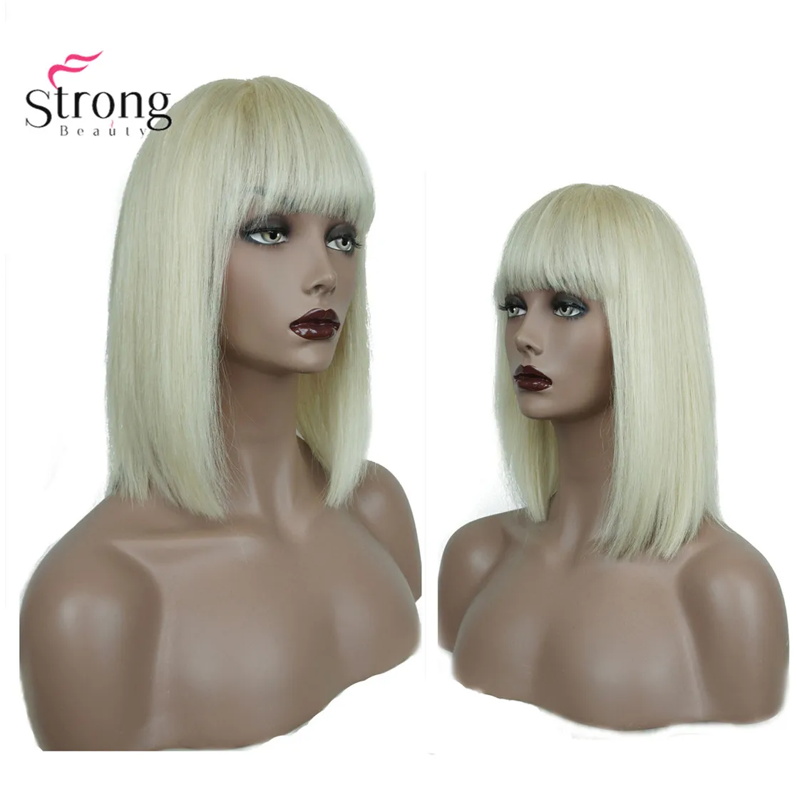 StrongBeauty Women's Human Hair Wig Bob Color 613 Top Monofilament Natural Wigs