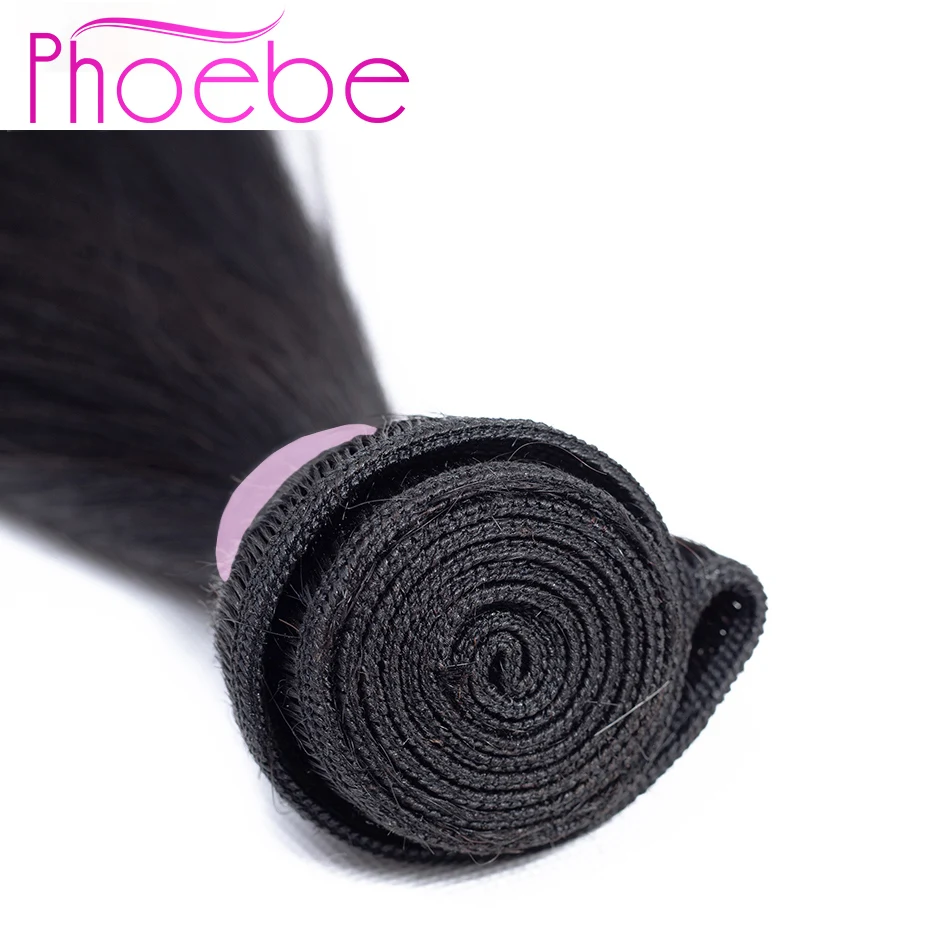 Phoebe волосы прямые перуанские 100% человеческие 3 пучка с 4*4 Кружева Закрытие не Реми