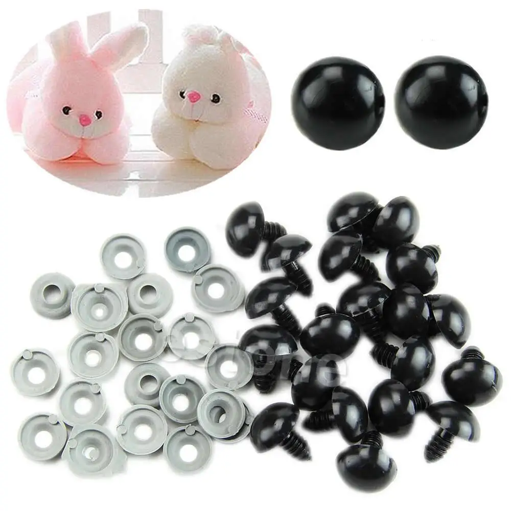

20PCS Black Plastic Safety Eyes For Teddy Bear Dolls Toy Animal Felting 6-20mm