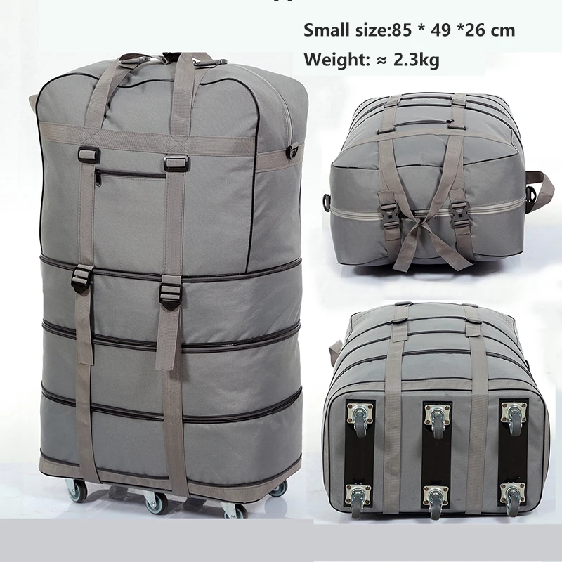 Small gray Складной чехол на колесиках 158, авиационная сумка с колесиком, дорожная сумка, большая вместительность, ткань Оксфорд, для путешествий за границу, сумка для багажа - Цвет: Small gray