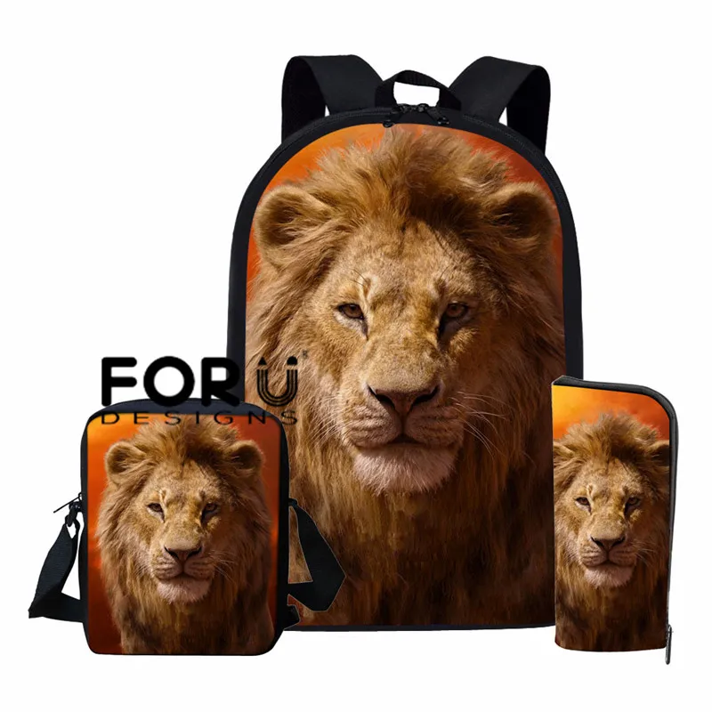 L5448CEK FORUDESIGNS/Школьный рюкзак с принтом «Король Лев» для мальчиков, повседневный мужской рюкзак для подростков, винтажная сумка с рисунком, 16 дюймов, Детская сумка - Цвет: L5448CEK