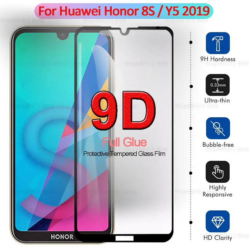 Закаленное стекло 9D с полным приклеиванием для Huawei Honor 8S Защитная пленка экрана Y5