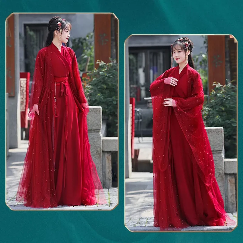 Новинка платье ханьфу костюм для народных танцев традиционный китайский