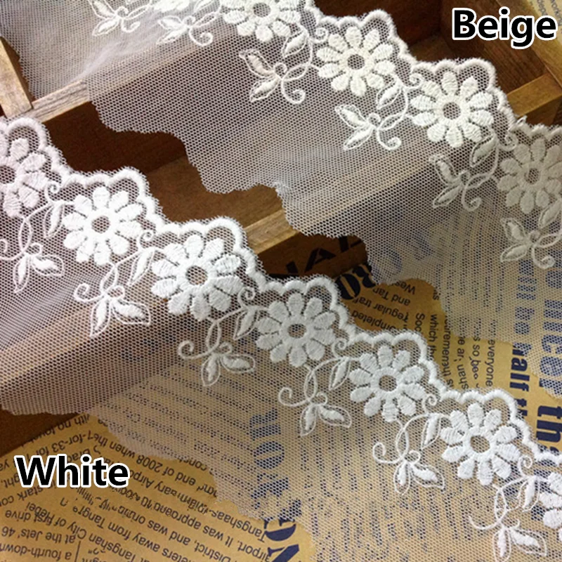

1 Yard Embroidery Flower Mesh Fabric Cotton Tulle Lace Trims Trimmings Sewing Ribbon Home Textiles Curtain Crafts DIY FL172