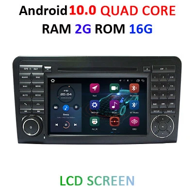 4G 64G 2 din Android 10 автомобильный мультимедийный DVD gps навигатор для Mercedes Benz ML GL CLASS W164 ML350 ML500 GL320 авто радио DSP - Цвет: 2G 16G LCD