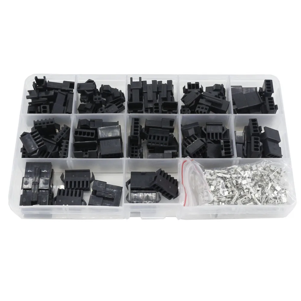 

45Pcs SM2.54 Kits 2p/3p/4p/5p/6p 2.54mm Pitch Female and Male Header Cable Connector JST-SM2.54