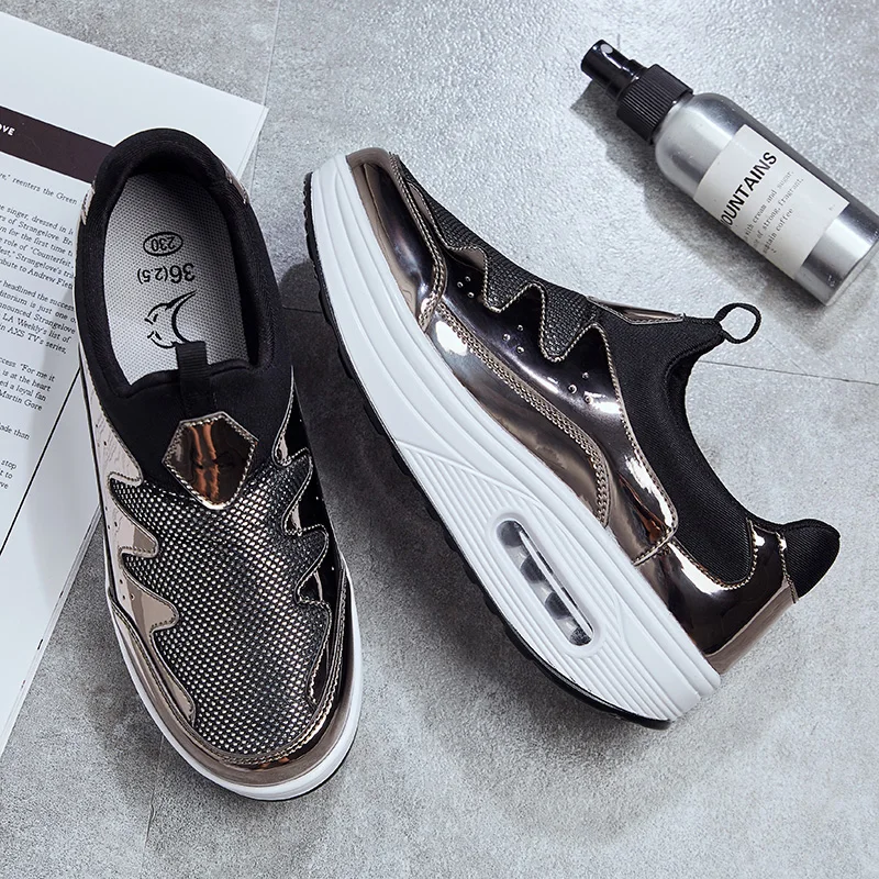 Brand Wedge Sneakers Thick Bottom Increase Platform Shoes Slimming Toning Shoes Women Fitness Shoes Shock Absorber Jumping Shoe