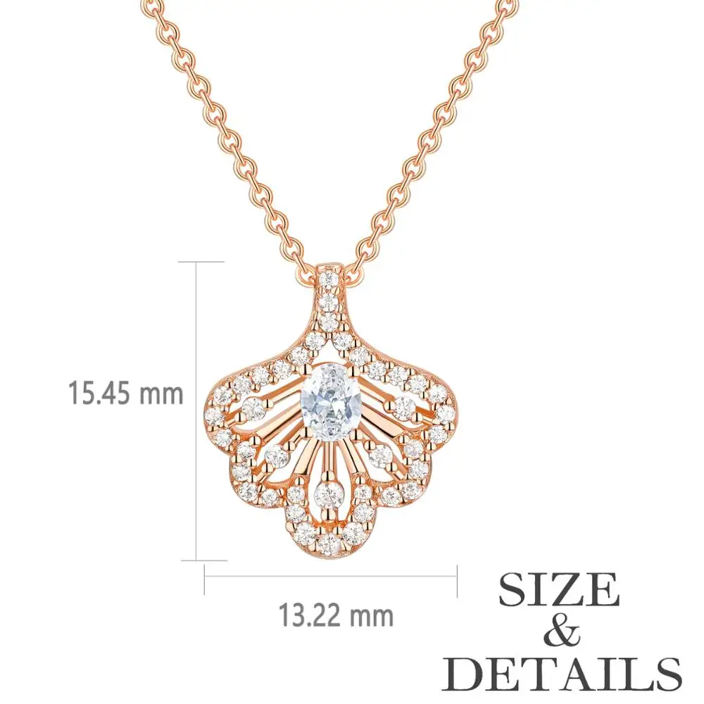 

Newshe Elegant Rose Gold Color 925 Sterling Silver Sectorial Pendant Necklace For Women Oval AAAAA Zircon Wedding Jewelry BP1193