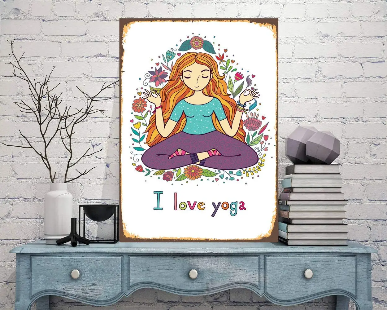 

Diuangfoong I Love Yoga Yoga Print Yoga Sign Yoga Home Decor Yoga Wall Art Yoga Metal Sign Decor Sign Art Prints Rustic