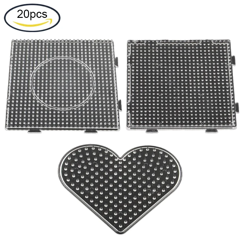 

20 Pcs 2.5mm Square Fuse Beads Boards Clear Plastic Perler Bead Pegboards for Kids Craft Beads