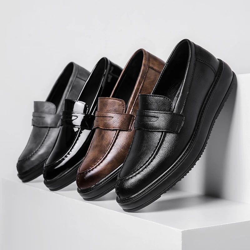 

Men Leather Shoes slip on fashion Casual Shoes Dress Brogue Spring autumn Vintage outdoor Classic Male Casual shoes men flats