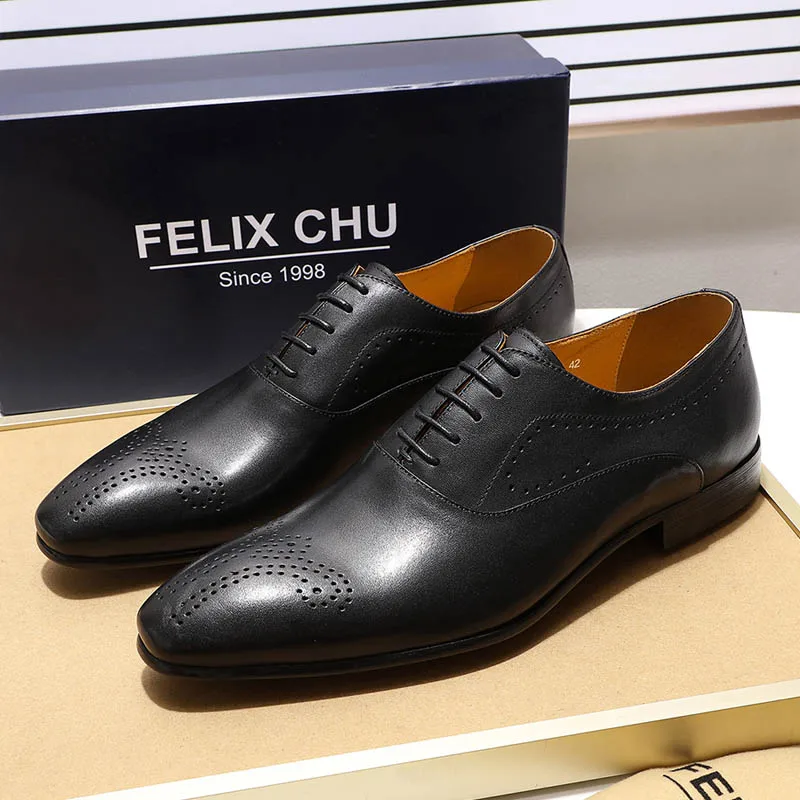 Мужские классические кожаные туфли коричневые и черные деловые оксфорды из