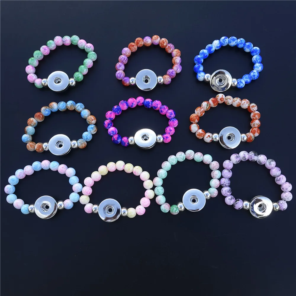 Стеклянные бусины стрейчевый браслет ручной работы длина 15 см размер для детей 18