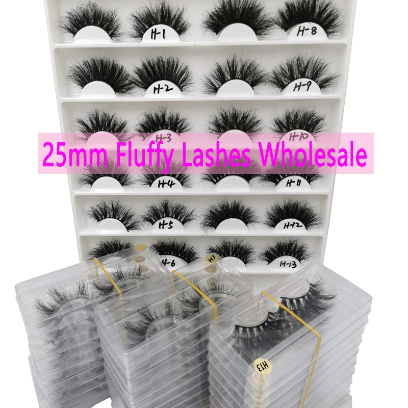 30/50/100/200Pairs Fluffy Lashes 25mm 3d Mink Lashes Wholesale In Bulk Dramatic Long Natural Eyelashes Makeup Mink Eyelashes