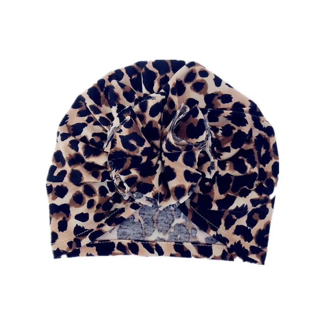 baby brown cap Леопардовая повязка на голову; Детские аксессуары для волос; детская индийская шляпа с цветами; Бандо; Bebe Fille; повязки на голову для маленьких девочек; детские повязки на голову с Круглым Верхом и бантами - Цвет: baby brown cap
