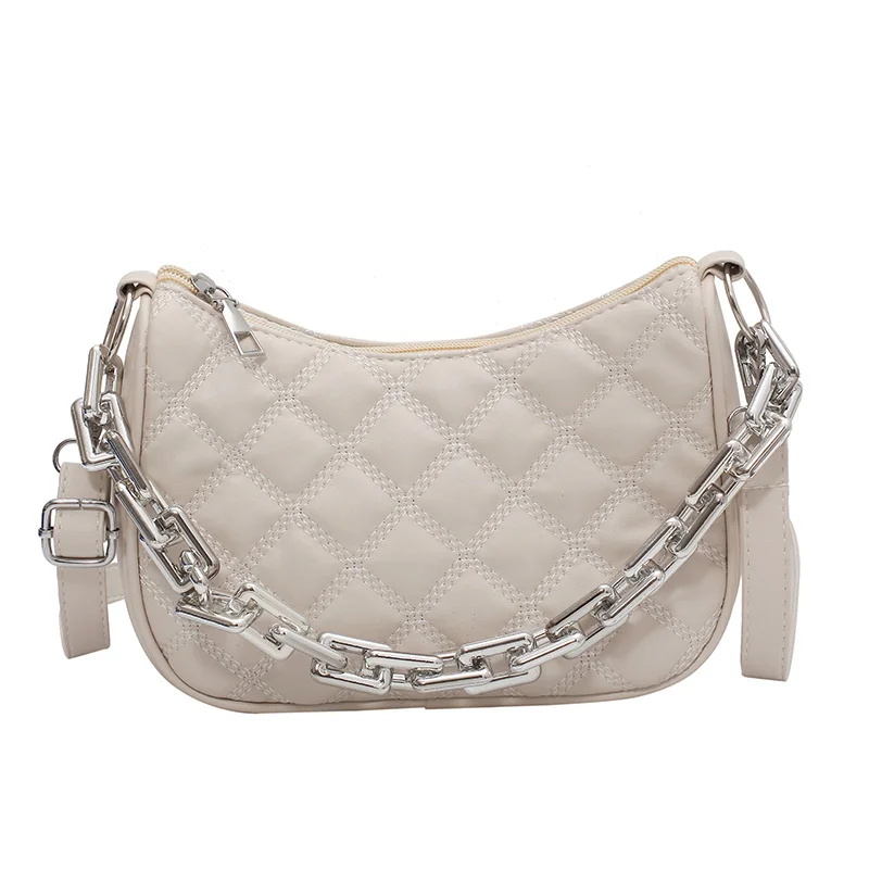 

Chain Embroidery Thick Design Small PU Leather Underarm Crossbody Shoulder Bags for Women 2021 Fashion Ladies Handbags
