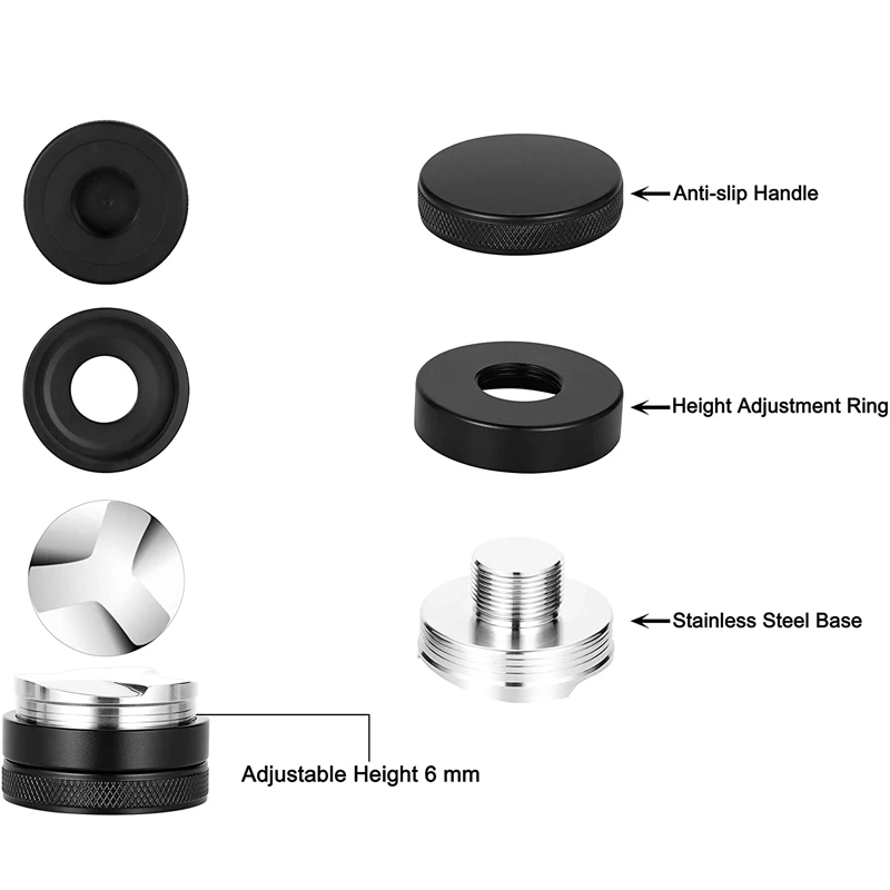 Нержавеющая сталь кофе тампер дистрибьютор регулируемая ручка порошок пресс