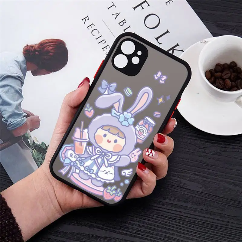

Cute anime girl snacks Phone Cases matte transparent For iphone 7 8 11 12 plus mini x xs xr pro max cover