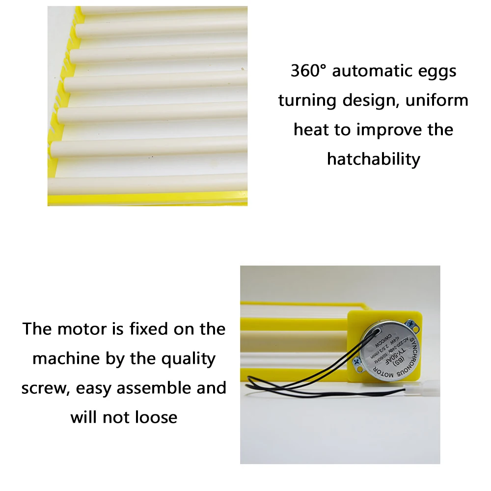 

Household Tray Egg Roller Turner Full Automatic Egg Incubator Multifunction 56-Egg Brooder 360 Degree Rotary Incubation Tool