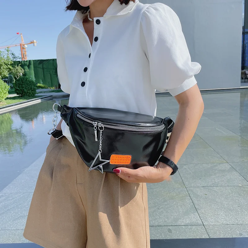 Модные сумки для женщин легкая поясная сумка из искусственной кожи черного и