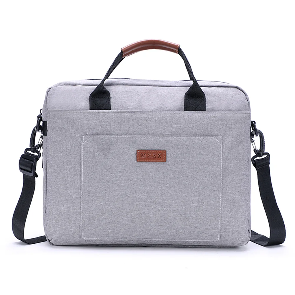gray 14 inches new all-in-one solid color business computer bag out of office fashion simple portable one shoulder breathable briefcase - Цвет: gray 14 inches