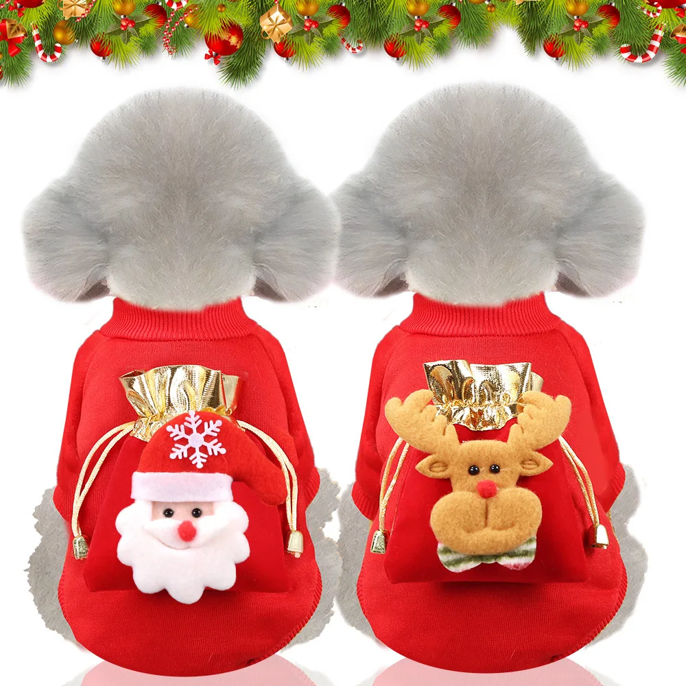 

Luxury Pet Dog Clothes Christmas Dog Cat Clothes， Autumn and Winter Warm Sweater Coat ， Pomeranian French Bulldog Dog Clothes