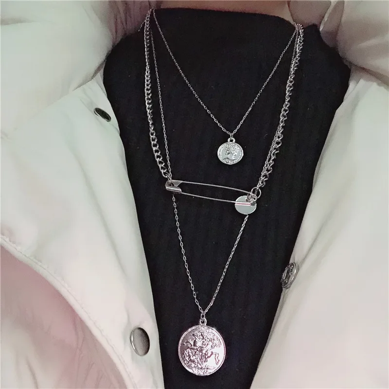 Новая мода Панк ветер монета портрет из нержавеющей стали кулон ожерелье