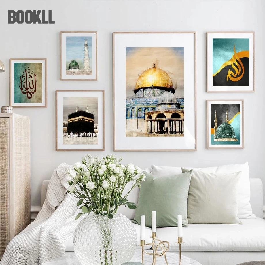 

Islamic Mosque Scripture Holy City Jerusalem Wall Art Canvas Painting Nordic Posters And Prints Wall Pictures For Living Room