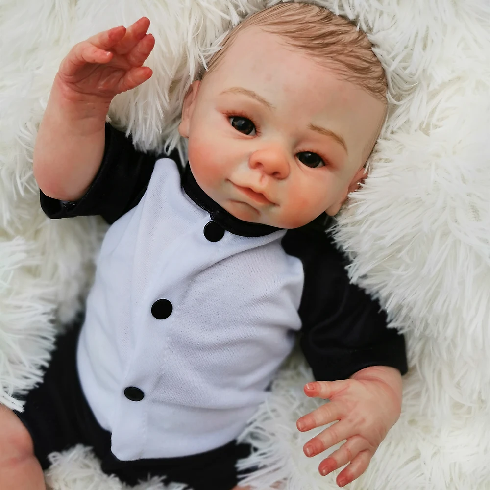 

High quality Bebes reborn real baby silicone doll 18" 45cm artist handmade Boutique doll reborn toys gift