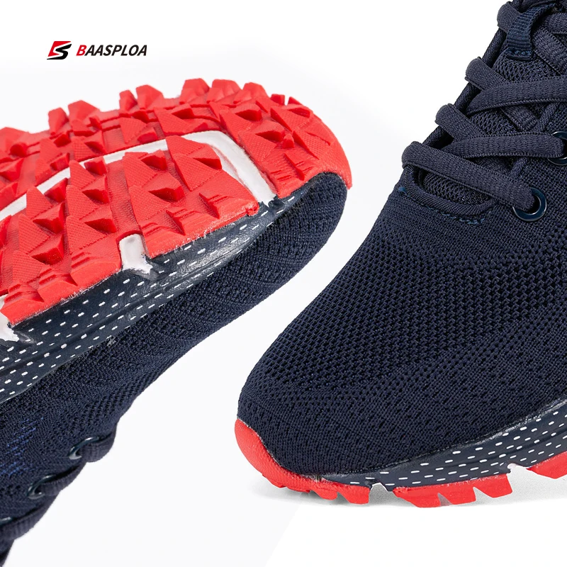 Baasploa Men Non-slip Shock Absorption Sneakers Breathable Outdoor Knit Training Sport Shoes Comfortable Casual Running Shoes