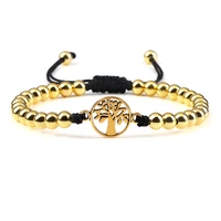 goldsilver color life tree hematite stone beads bracelets trendy men handmade adjustable bracelet bangle women yoga jewelry