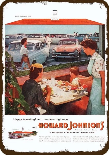 

1955 Howard Johnson's Restaurant & Ice Cream Vintage Look Replica Metal Sign