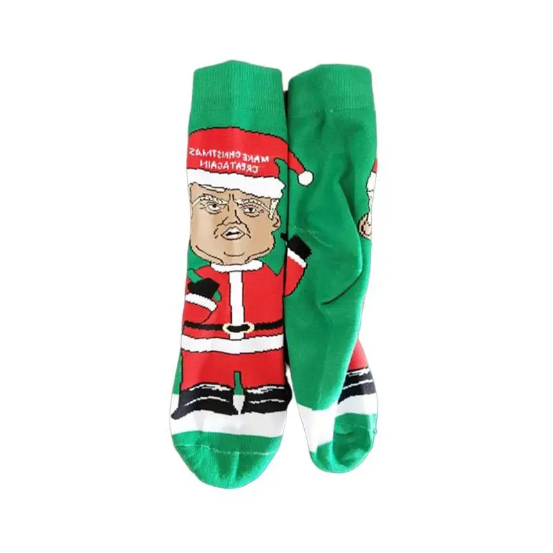 1 пара хлопчатобумажных носков с принтом Трамп рождественские носки для женщин и