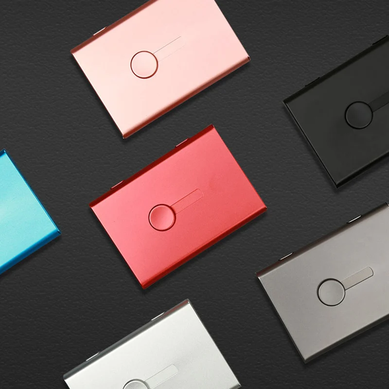

Business Card Holder Hand Push Card Case Bank Card Membership Package Metal Ultra Thin Business Card Packaging Box Organizer