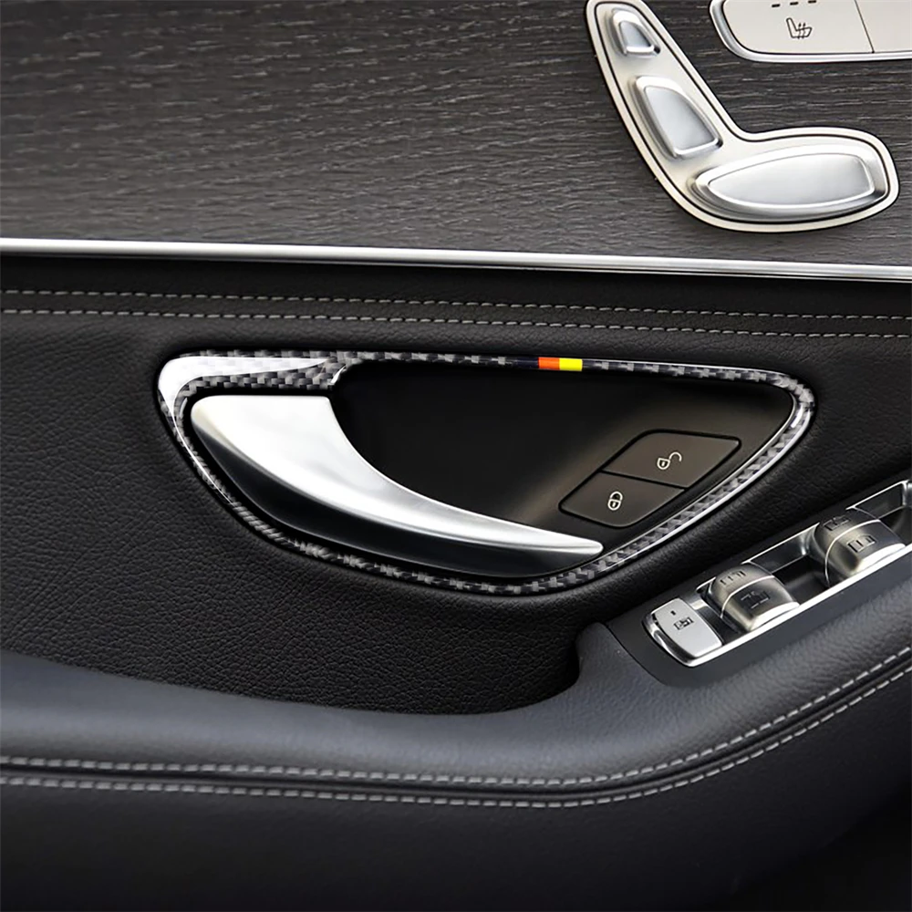 

Car Stickers Interior Decoration Door Handle Frame Cover Trim for Mercedes Benz C Class W205 GLC X253 Carbon Fiber Inner Decals