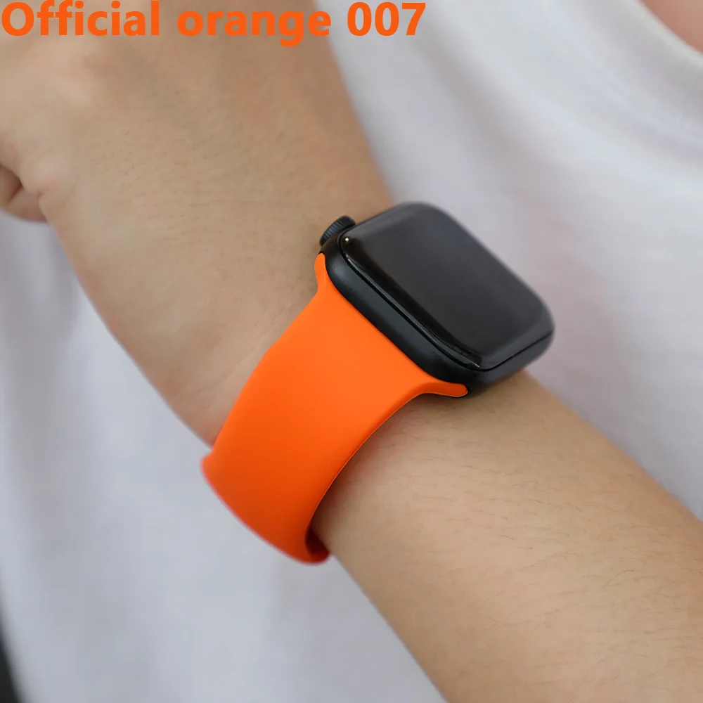 Ремешок для apple watch, ремешок для apple watch 5, 4, 3, iwatch, ремешок 42 мм, 44 мм, 38 мм, 40 мм, браслет Correa, силиконовый ремешок для часов, ремень, аксессуары - Цвет ремешка: Official orange 007