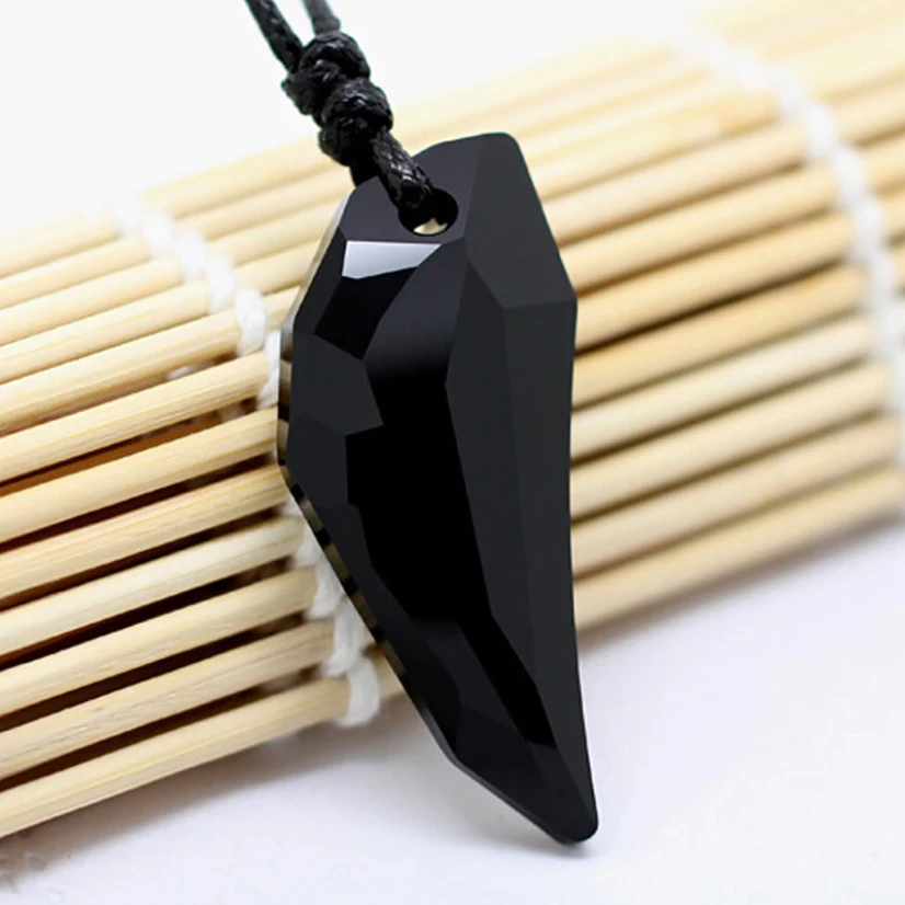 Парное хрустальное ожерелье с волчьими зубьями цепочка до ключицы кожаный шнур