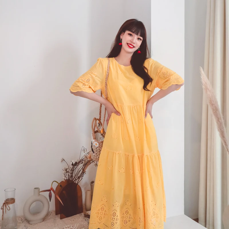 SMTHMA 2022 новое модное кружевное открытое летнее платье с вышивкой женское