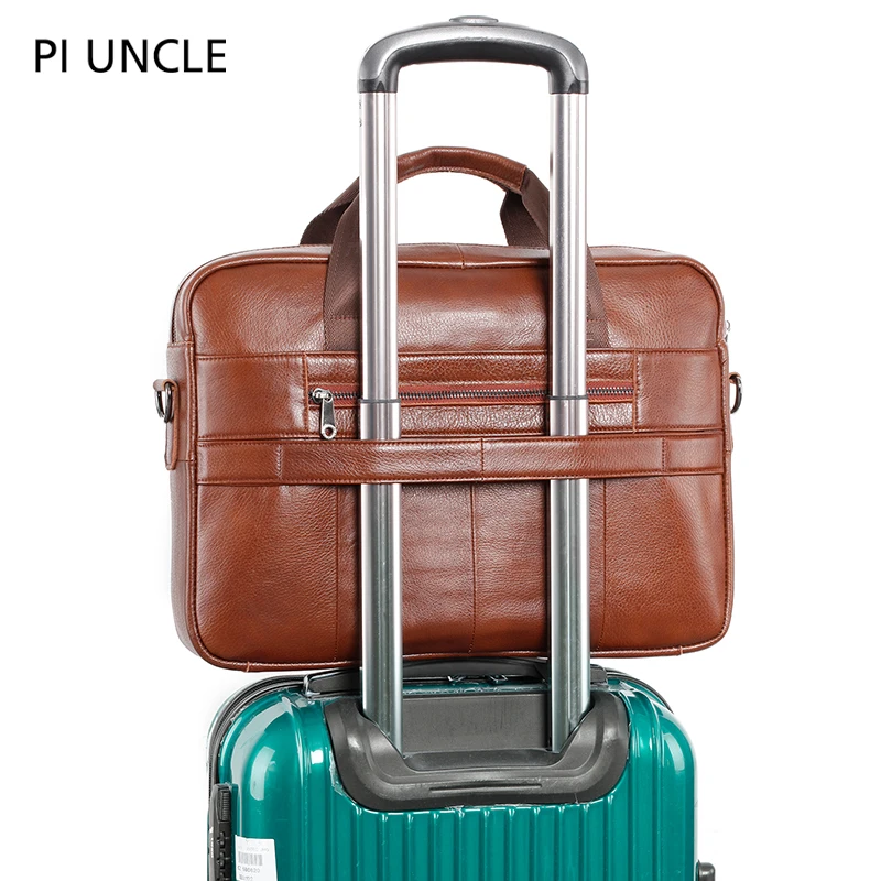 PI UNCLE Genuine Leather Briefcase Cow Crossbody Bag Shoulder Bags Laptop HandBag Office Business | Багаж и сумки