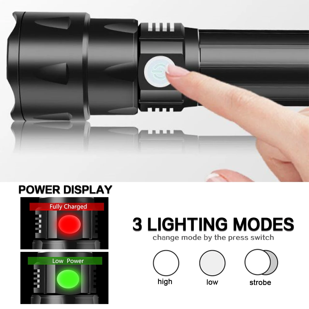 Перезаряжаемый фонарик высокой яркости светодиодный супер яркий масштабируемый