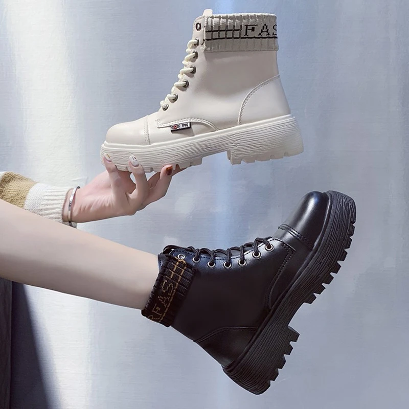 Женские осенние ботильоны повседневные женские мотоциклетные ботинки на