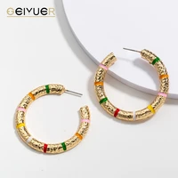 new color splicing retro simple drop earrings for women trend c shaped alloy stainless steel girl party travel jewelry gift 2022
