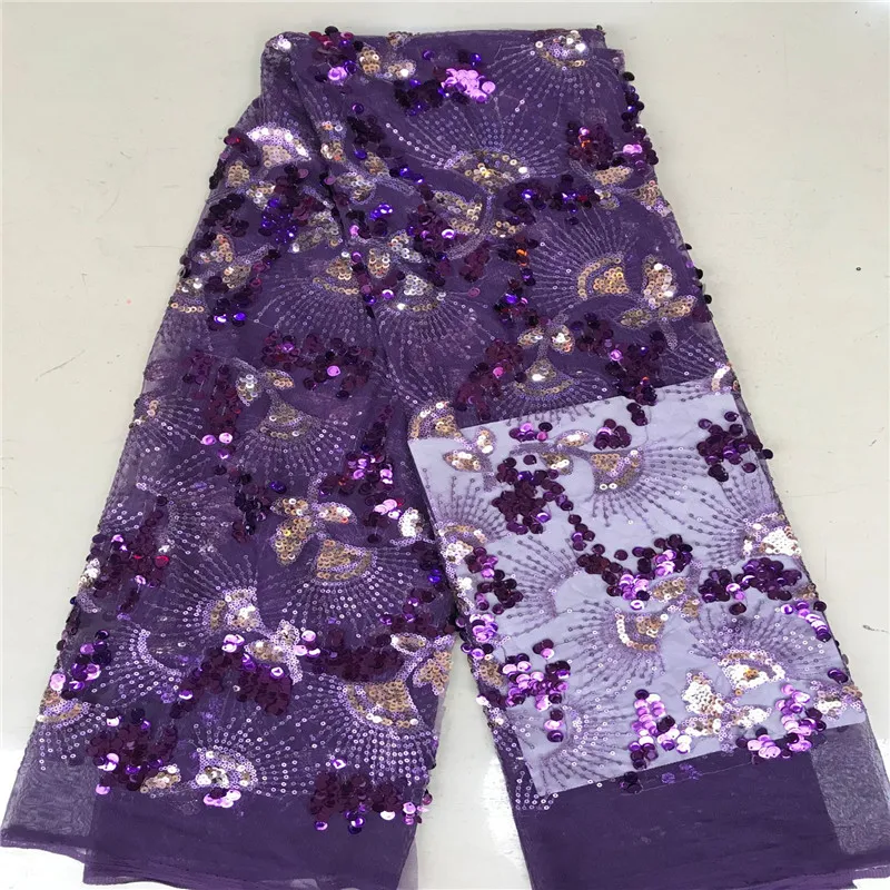 Фиолетовая африканская кружевная ткань высокого качества французская сетчатая