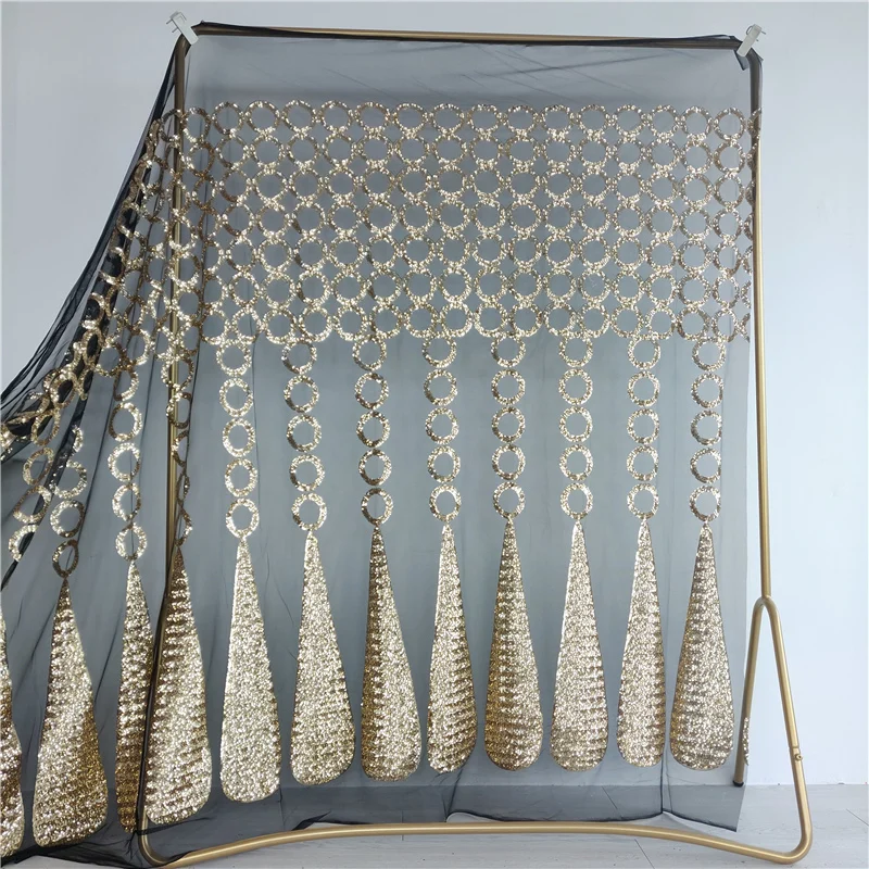 

2020 New Design Sequined Net Lace Top Quality Tulle Lace Fabric For French Gambia Wedding Fashion Sequins Net Lace Materials