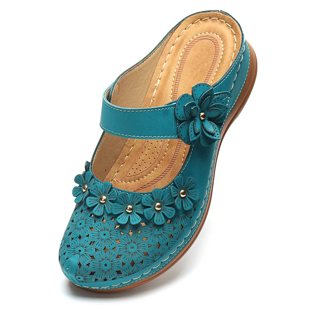 LASPERAL женские сандалии кожаные с цветочным принтом ручной работы на лето