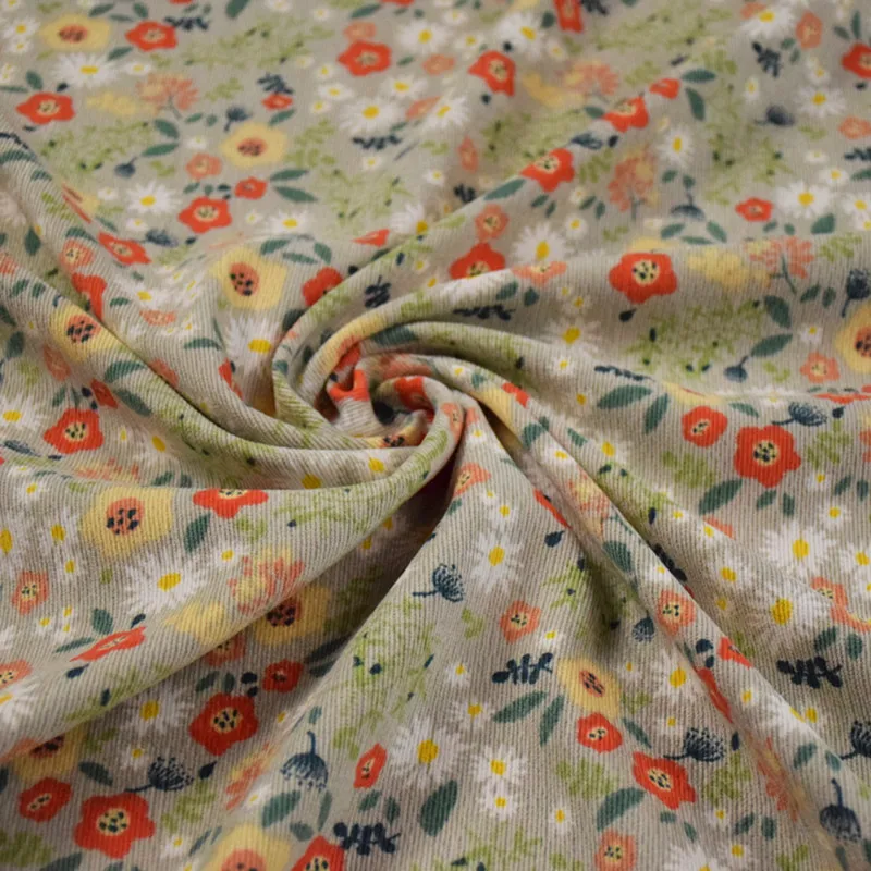 Полуметровая свежая Красивая Вельветовая ткань с маленьким цветочным принтом