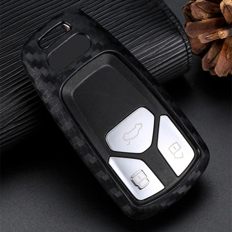 Новинка 2019 чехол для ключей из углеродного волокна с силикагелем автомобиля